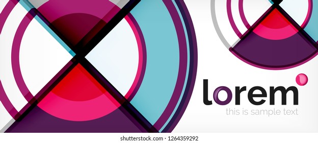 Circle abstract background, bright colorful round geometric shapes, vector illustration