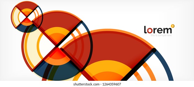 Circle abstract background, bright colorful round geometric shapes, vector illustration