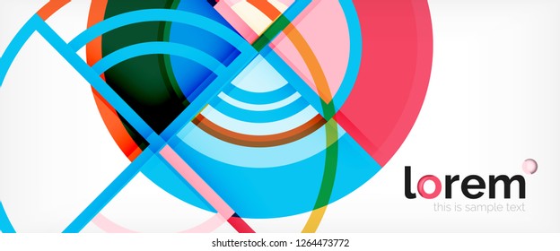 Circle abstract background, bright colorful round geometric shapes, vector illustration