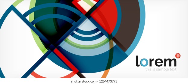 Circle abstract background, bright colorful round geometric shapes, vector illustration