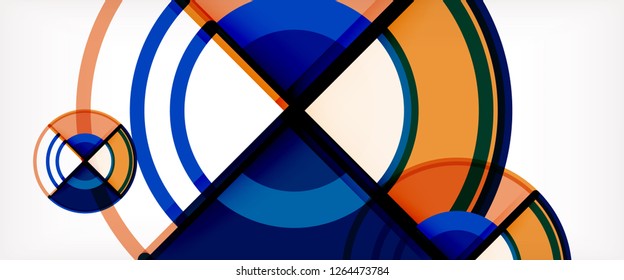 Circle abstract background, bright colorful round geometric shapes, vector illustration