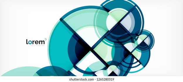 Fondo abstracto del círculo, formas geométricas redondeadas brillantes, ilustración vectorial