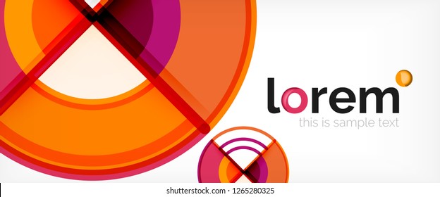 Circle abstract background, bright colorful round geometric shapes, vector illustration