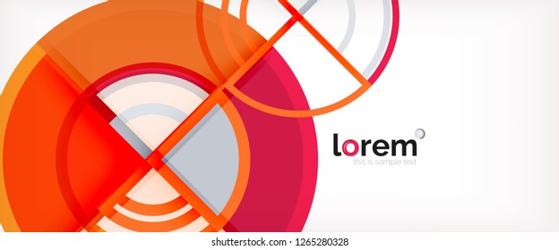 Circle abstract background, bright colorful round geometric shapes, vector illustration