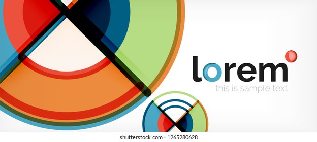 Circle abstract background, bright colorful round geometric shapes, vector illustration