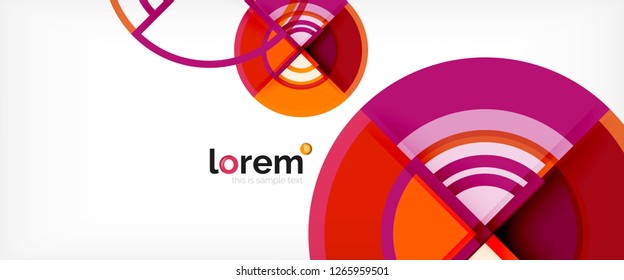 Circle abstract background, bright colorful round geometric shapes, vector illustration