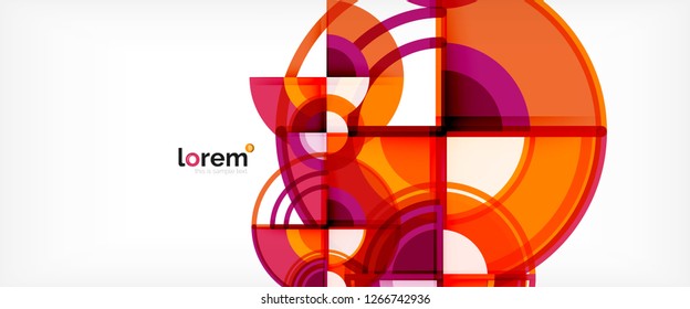 Fondo abstracto del círculo, formas geométricas redondeadas brillantes, ilustración vectorial