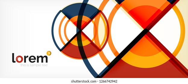 Circle abstract background, bright colorful round geometric shapes, vector illustration