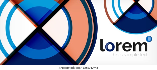 Fondo abstracto del círculo, formas geométricas redondeadas brillantes, ilustración vectorial