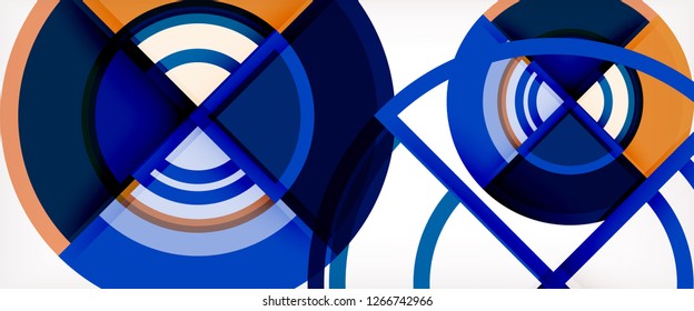 Circle abstract background, bright colorful round geometric shapes, vector illustration