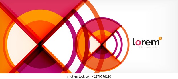 Circle abstract background, bright colorful round geometric shapes, vector illustration