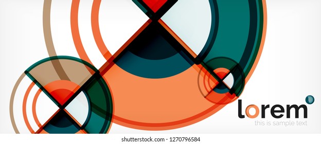 Circle abstract background, bright colorful round geometric shapes, vector illustration