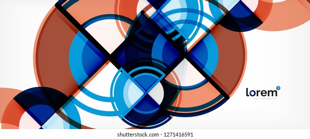 Circle abstract background, bright colorful round geometric shapes, vector illustration