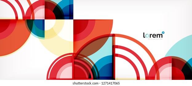 Circle abstract background, bright colorful round geometric shapes, vector illustration