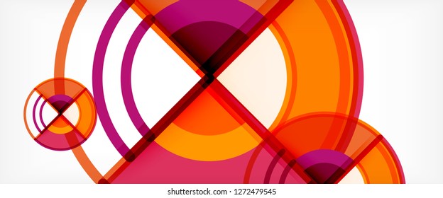 Circle abstract background, bright colorful round geometric shapes, vector illustration