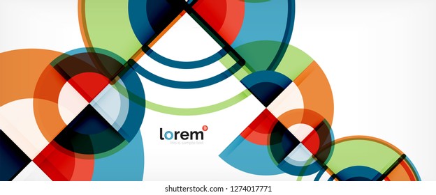 Circle abstract background, bright colorful round geometric shapes, vector illustration