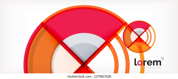 Circle abstract background, bright colorful round geometric shapes, vector illustration