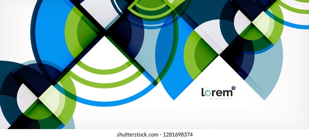 Circle abstract background, bright colorful round geometric shapes, vector illustration