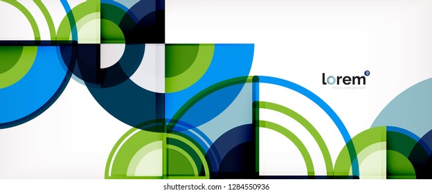 Circle abstract background, bright colorful round geometric shapes, vector illustration