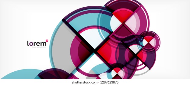 Circle abstract background, bright colorful round geometric shapes, vector illustration