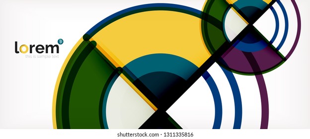 Circle abstract background, bright colorful round geometric shapes, vector illustration