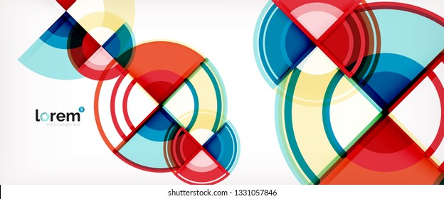 Circle abstract background, bright colorful round geometric shapes, vector illustration