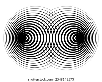 Circle abstract background with dynamic elements. Black shape on a white background.