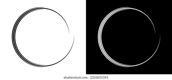 Círculo de fondo abstracto con líneas en espiral. Ilusión de transición dinámica. Líneas negras sobre un fondo blanco y líneas blancas en el lado negro.
