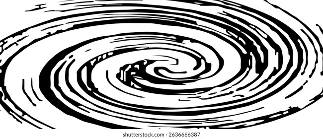 Circle abstract background with lines in spiral. Illusion of dynamic transition. Black lines on a white background and white lines on the black side.