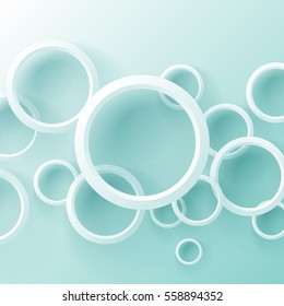 Circle abstract background with shadows. Paper cut. Geometric applique. Disk backdrop. Set of plastic glossy rings. Origami.