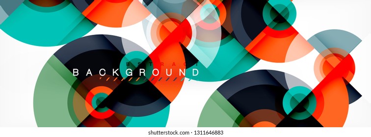 Circle abstract background with triangular shapes for modern design, cover, template, brochure, flyer. Vector