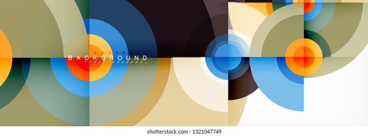 Circle abstract background with triangular shapes for modern design, cover, template, brochure, flyer. Vector