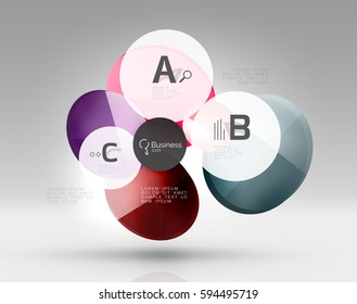 Recorrer el fondo abstracto del círculo. Fondo de plantilla de vector para diseño de flujo de trabajo de impresión, diagrama, opciones de número o banner de diseño web