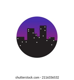 circle abstract with city building light logo design, vector graphic symbol icon sign illustration