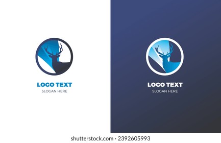 Modelo de logotipo de ilustración de ciervo Circle Resumen
