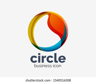 Circle abstract design logotype, round vector logo design template, internet icon with twist or spiral effect. Vector art