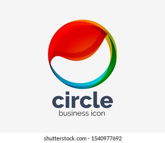 Circle abstract design logotype, round vector logo design template, internet icon with twist or spiral effect. Vector art