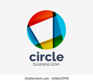 Circle abstract design logotype, round vector logo design template, internet icon with twist or spiral effect. Vector art