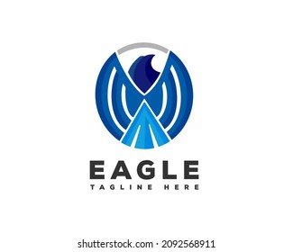 Circle abstract eagle falcon hawk logo template illustration