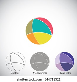 Circle abstract figure in different color versions