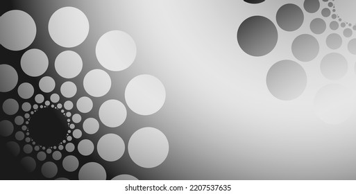 Circle abstract fractal round elements on grey gradient background. Vector for presentations, web, flyers.
