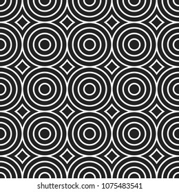 Circle Abstract Geometric Vector Seamless Repeat Pattern Background