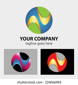  Circle abstract Global, media, technology icon 