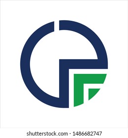 Circle abstract. Green arrow and blue circle. Vector logo.