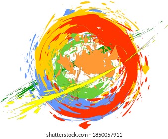 Disparo de tinta abstracta en círculo mientras el mundo corre