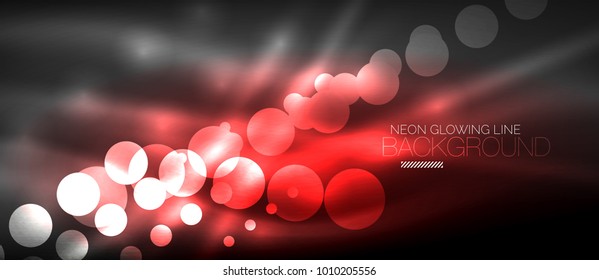 Circle abstract lights, neon glowing background. Vector digital template