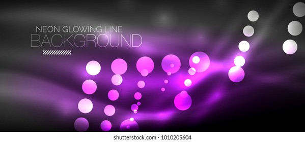 Encender luces abstractas, fondo neón brillante. Plantilla digital de vector