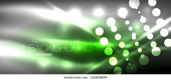 Encender luces abstractas, fondo neón brillante. Plantilla digital de vector