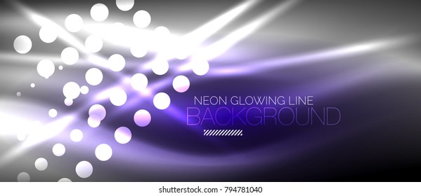 Circle abstract lights, neon glowing background. Vector digital template