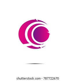 circle abstract logo icon with purple design illustration isolated